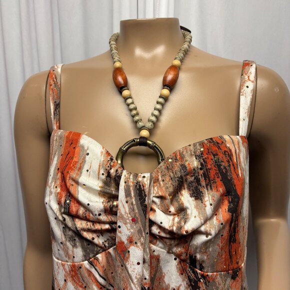 R and M Richards Dress Womens Size 14 Empire Waist Stretchy Sleeveless Sparkle - Picture 3 of 10